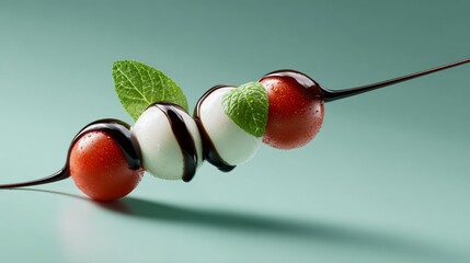 mozzarella, cherry tomato, and basil leaf