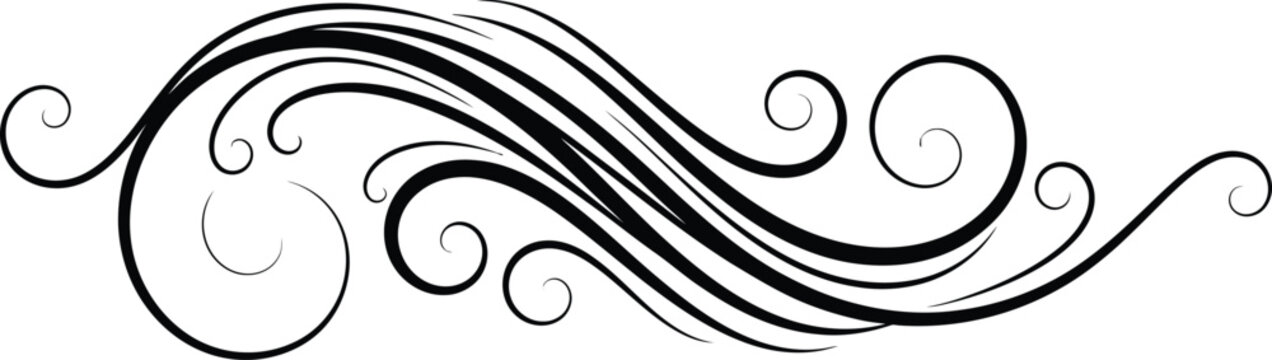 Elegant black and white swirl design element