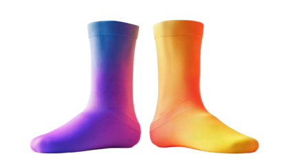 Colorful gradient socks side by side modern 3D render style on transparent background
