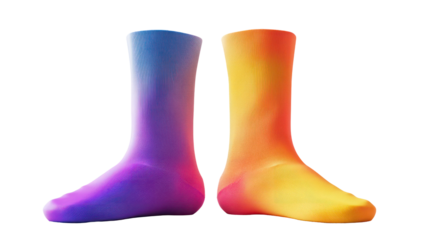Colorful gradient socks side by side modern 3D render style on transparent background