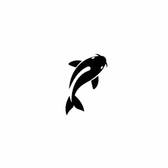 Obraz premium Minimalist black and white illustration of a stylized koi fish swimming gracefully.