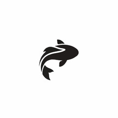 Fototapeta premium Stylized black fish jumping or swimming gracefully.