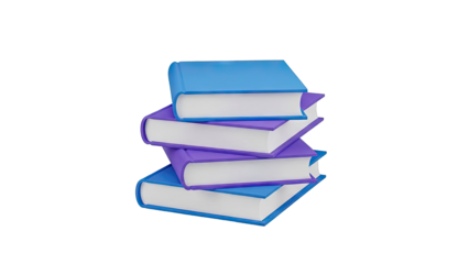 Stack of Blue and Purple Books