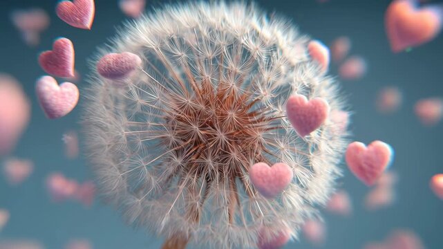 Dandelion seed macro soft focus dreamy background heart love romance fantasy nature