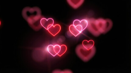 Neon pink heart glowing heart romantic light love symbol abstract background valentine theme passion couple romance celebration Neon pink heart