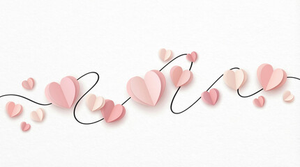 Valentine heart love romance pink pastel paper heart line minimal clean design joy