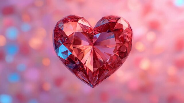 Pink gemstone crystal jewel red diamond heart romance love sparkle dreamy bokeh background
