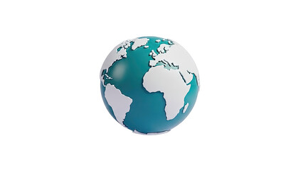 Fototapeta premium Stylized Globe with Teal Oceans and White Continents
