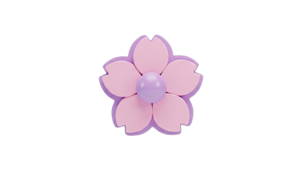 Stylized Cherry Blossom with Pink Petals and Lavender Center