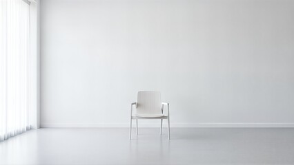 Fototapeta premium A single white chair in empty room.