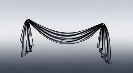 Elegant Black Sheer Curtain Drape Flowing in Soft Light Minimalist Decor