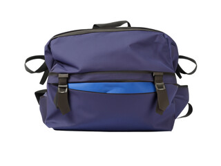 Naklejka premium blue backpack on white background