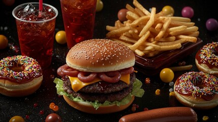 Refreshing soft drinks paired with delicious french fries.