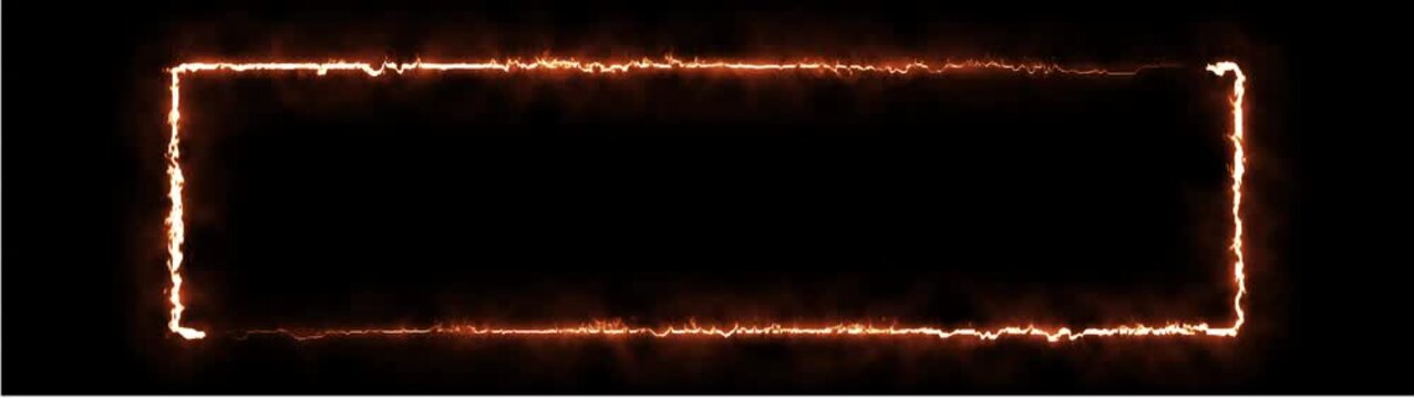 Flaming Rectangle Frame with Smoke on Black Background for Dramatic Effects flame fire border