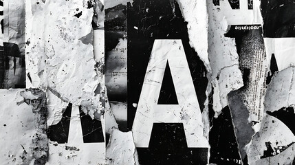 Distressed Black and White Poster Collage with Letter A