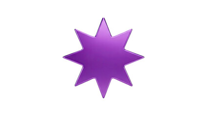 Obraz premium 3D Shiny purple star symbol on transparent background