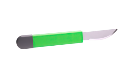 Sharp utility knife with green handle and metal blade