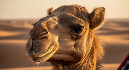 Obraz premium Camel portrait in desert landscape
