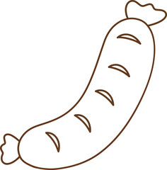 A cartoon line icon of one sausage.