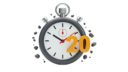 Stopwatch with "20" and floating stones