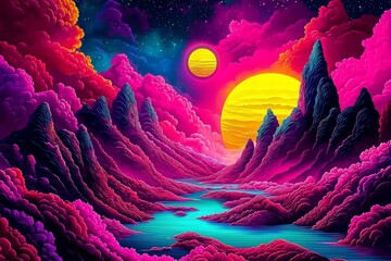 Journey through a colorful abstract landscape of imagination.