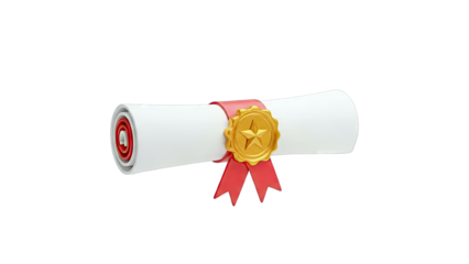Rolled Certificate with Gold Seal and Red Ribbon