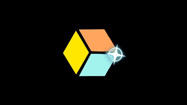 Colorful 3D cube with smooth rotating motion on dark background, modern abstract animation loop