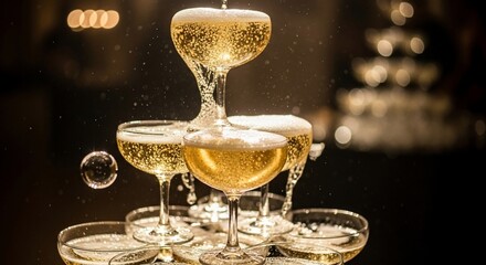 Champagne tower celebration drink toast festive occasion