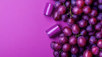 Fresh Grapes with Nail Polish on Vibrant Purple Background