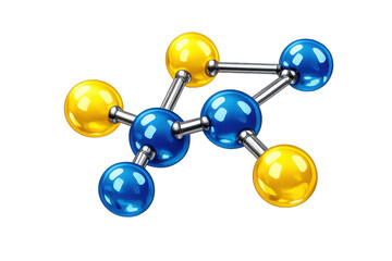 Abstract molecular structure showing chemical bonding, science, education, research, and medicine concept on transparent background