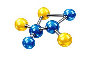 Abstract molecular structure showing chemical bonding, science, education, research, and medicine concept on transparent background