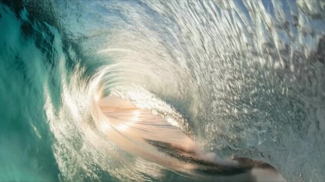 Close-up of a crashing ocean wave with white foam and turquoise water.