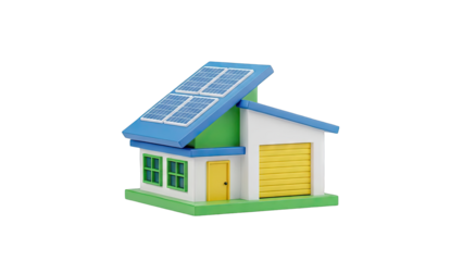 Cartoon House with Solar Panels