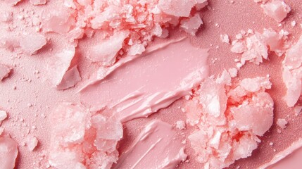 Soft Pink Textured Surface with Crushed Pink Salt and Creamy Paste