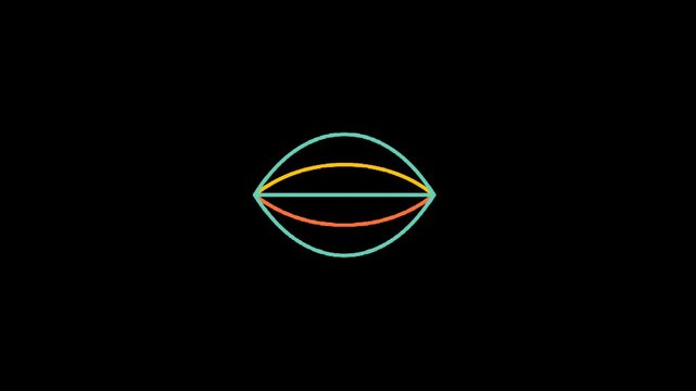Glowing geometric shapes with circles and triangles on dark background, abstract modern animation loop