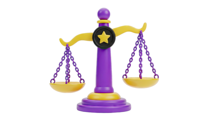 Cartoon Scales of Justice with Star Emblem
