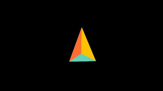 Colorful geometric triangle shapes on dark background, modern abstract motion graphic animation loop