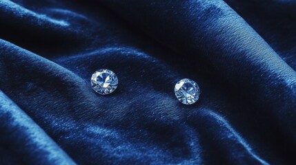 Elegant Diamonds on Soft Blue Velvet Surface for Luxury Display