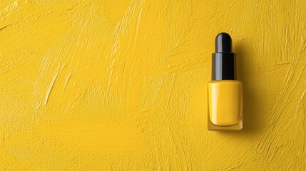 Bright Yellow Nail Polish on Vibrant Yellow Background for Beauty