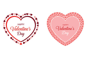 Happy Valentines Day heart shapes with small hearts on white background