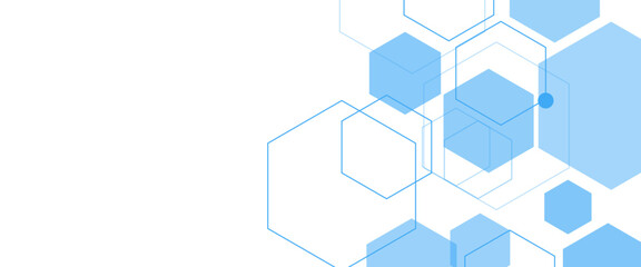 Vector Abstract Blue Minimal Hexagonal Geometric Technology Background