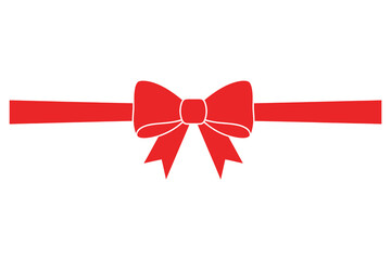 Red ribbon with bow isolated on white background for decoration and gift wrapping purposes