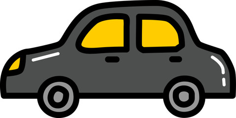 Car sedan from side with outline illustration