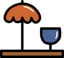 Outdoor drink with umbrella with outline illustration