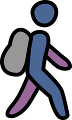 Man walking symbol with outline illustration