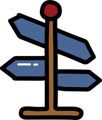 Direction wood with outline illustration