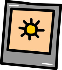 Photo frame of sun with outline illustration