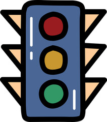 Traffic light with outline illustration