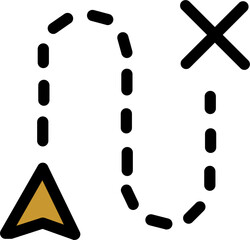 X-mark destination with outline illustration
