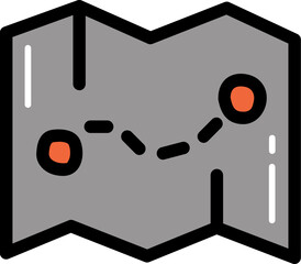 Map pin destination with outline illustration